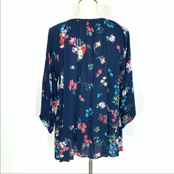 Johnny Was Sheera Embroidered Challis Blouse Blue Women's Small NWT - Picture 3 of 8